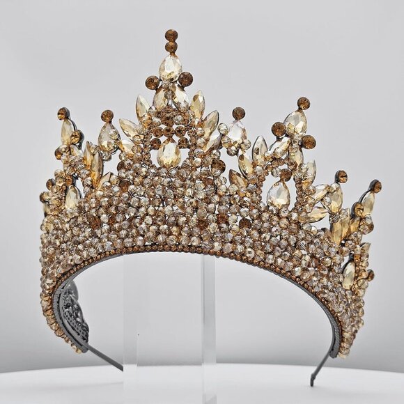 Large Crystal Tiaras for Women Tall Rainbow Queen Headpiece for Weddings Prom